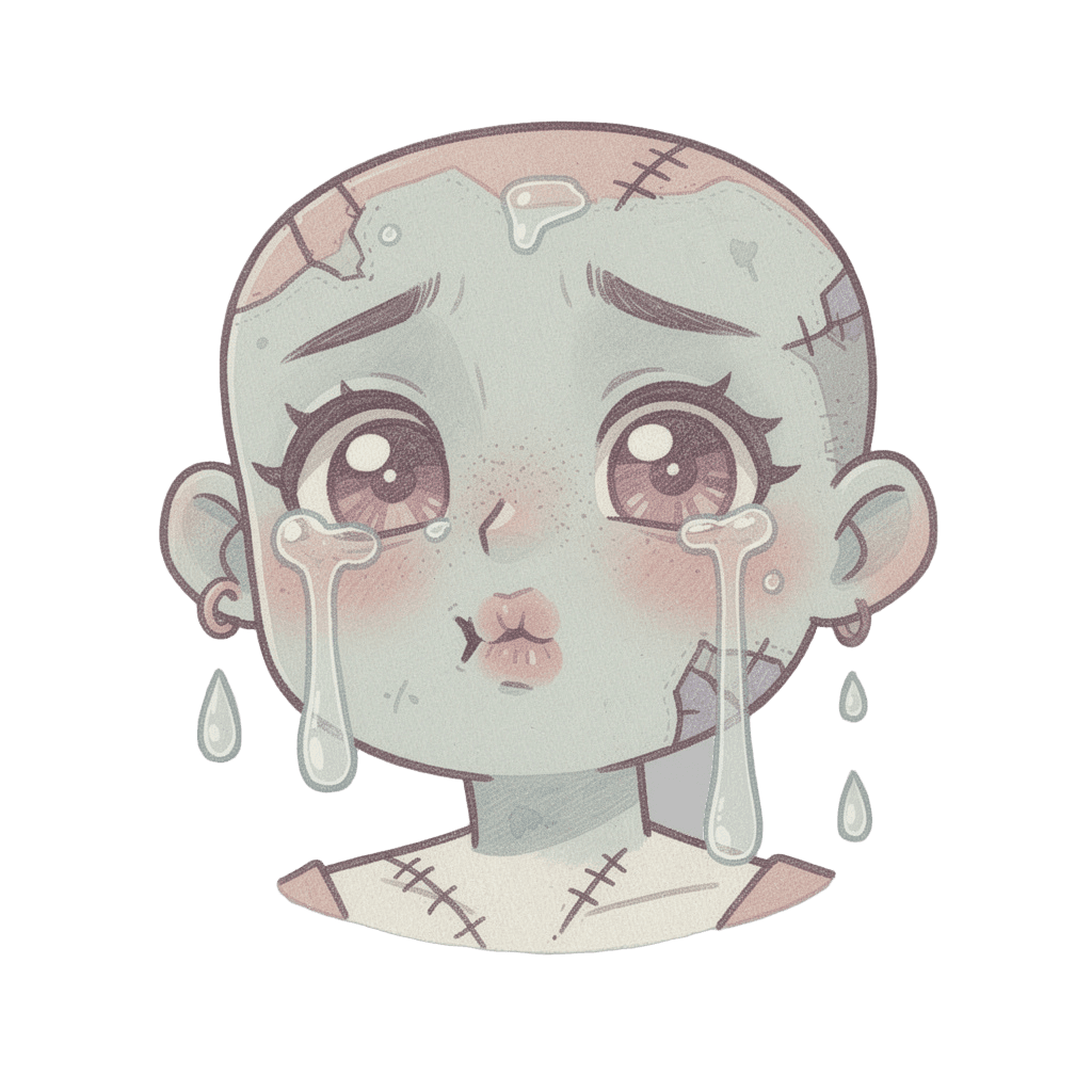 Zombie Twitch emote — sad, Pastel style