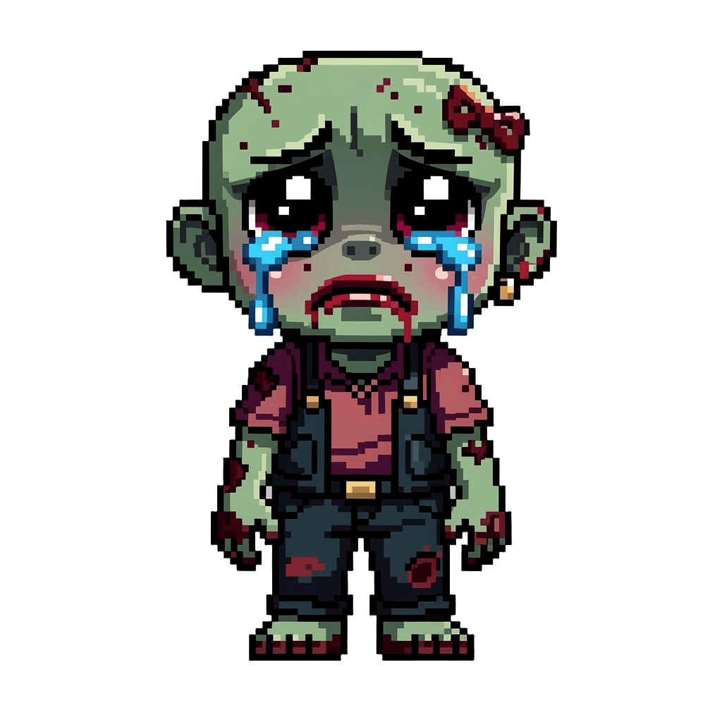Zombie Twitch emote — sad, Pixel Art style