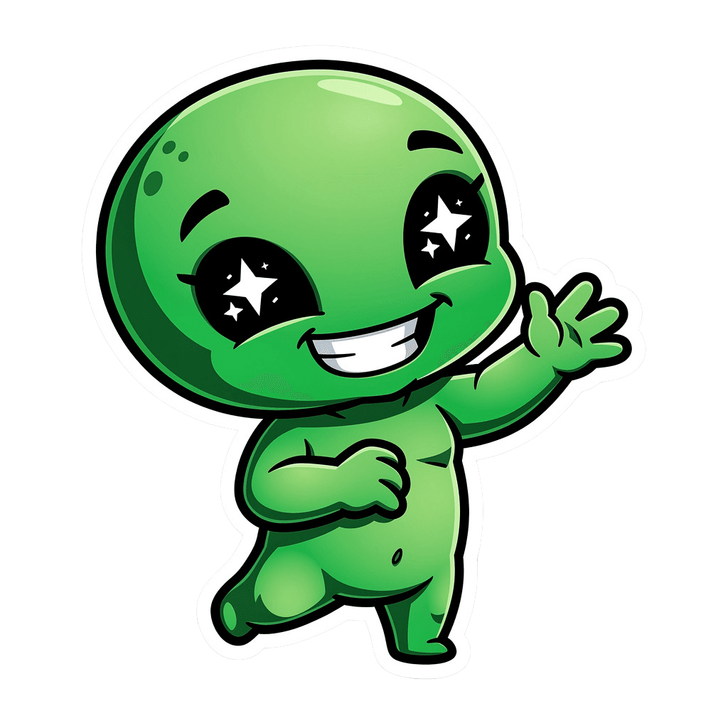 Alien — happy Alien Twitch emote — happy, Cartoon style
