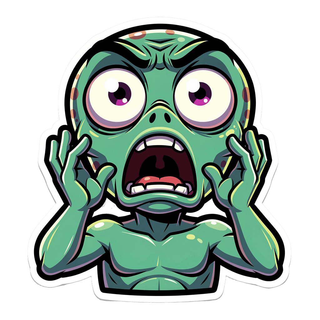 Alien — surprised Alien Twitch emote — surprised, Cartoon style