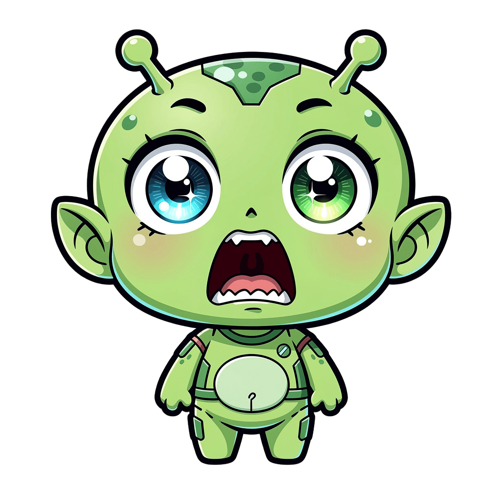 Alien — surprised Alien Twitch emote — surprised, Chibi style