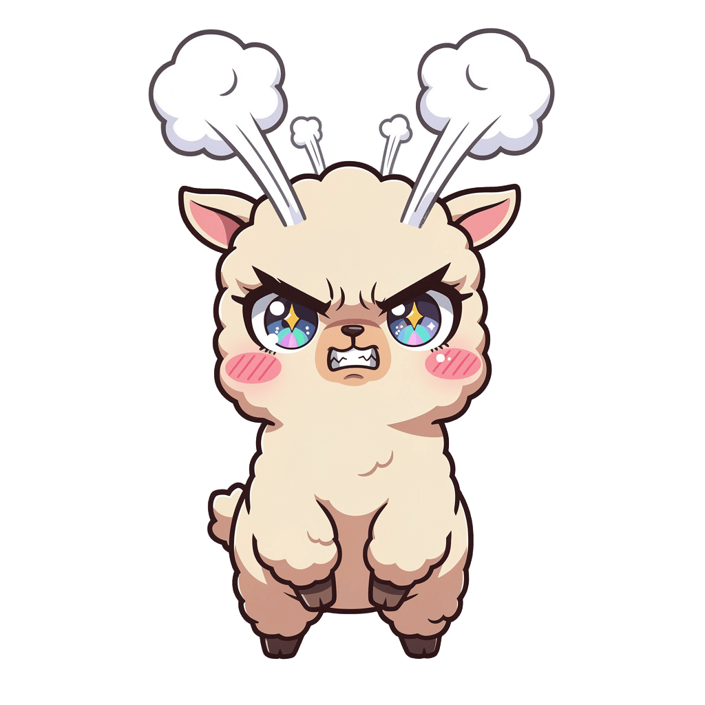 Alpaca — angry Alpaca Twitch emote — angry, Anime style