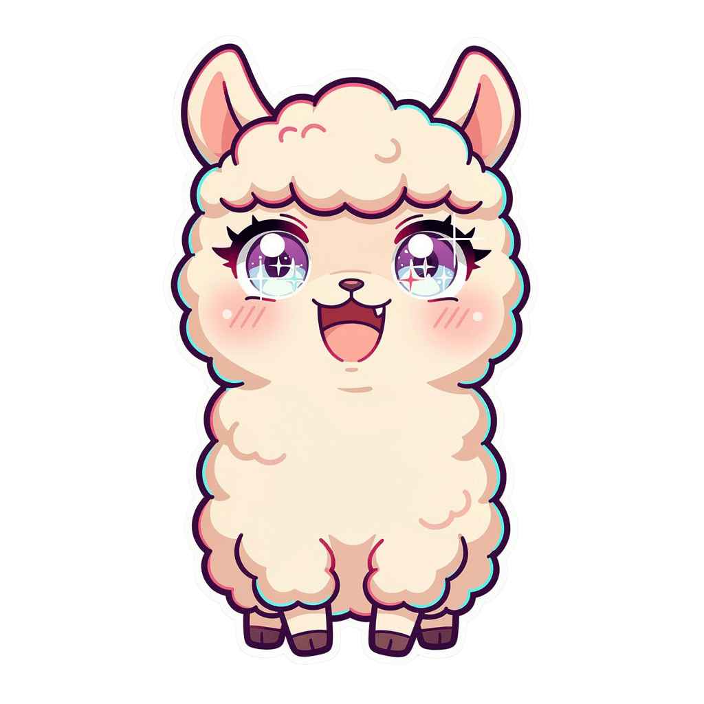 Alpaca — happy Alpaca Twitch emote — happy, Anime style