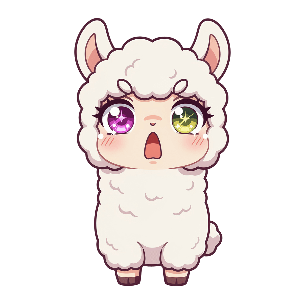 Alpaca — surprised Alpaca Twitch emote — surprised, Anime style