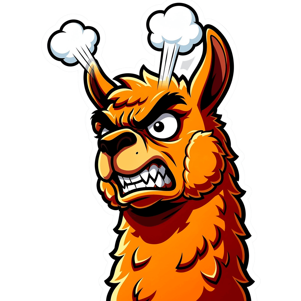 Alpaca — angry Alpaca Twitch emote — angry, Cartoon style