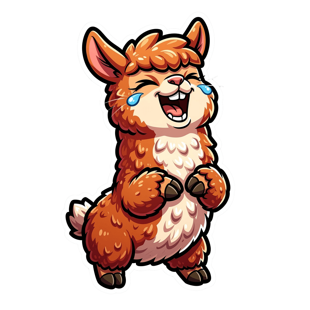 Alpaca — laughing Alpaca Twitch emote — laughing, Cartoon style