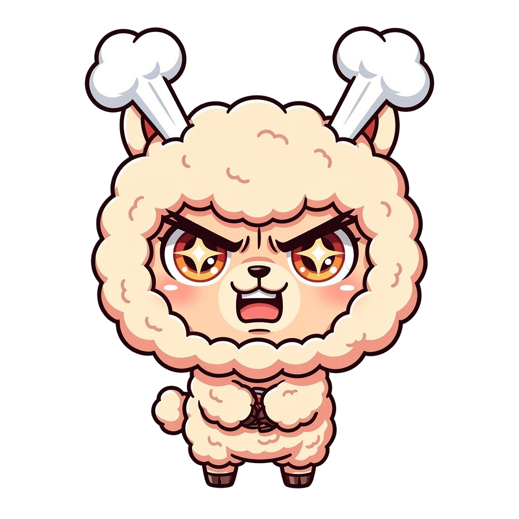 Alpaca — angry Alpaca Twitch emote — angry, Chibi style