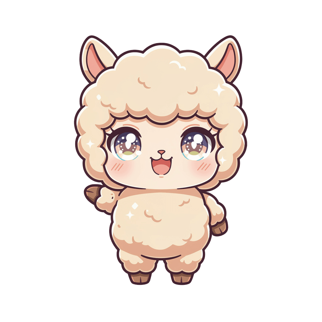 Alpaca — happy Alpaca Twitch emote — happy, Chibi style