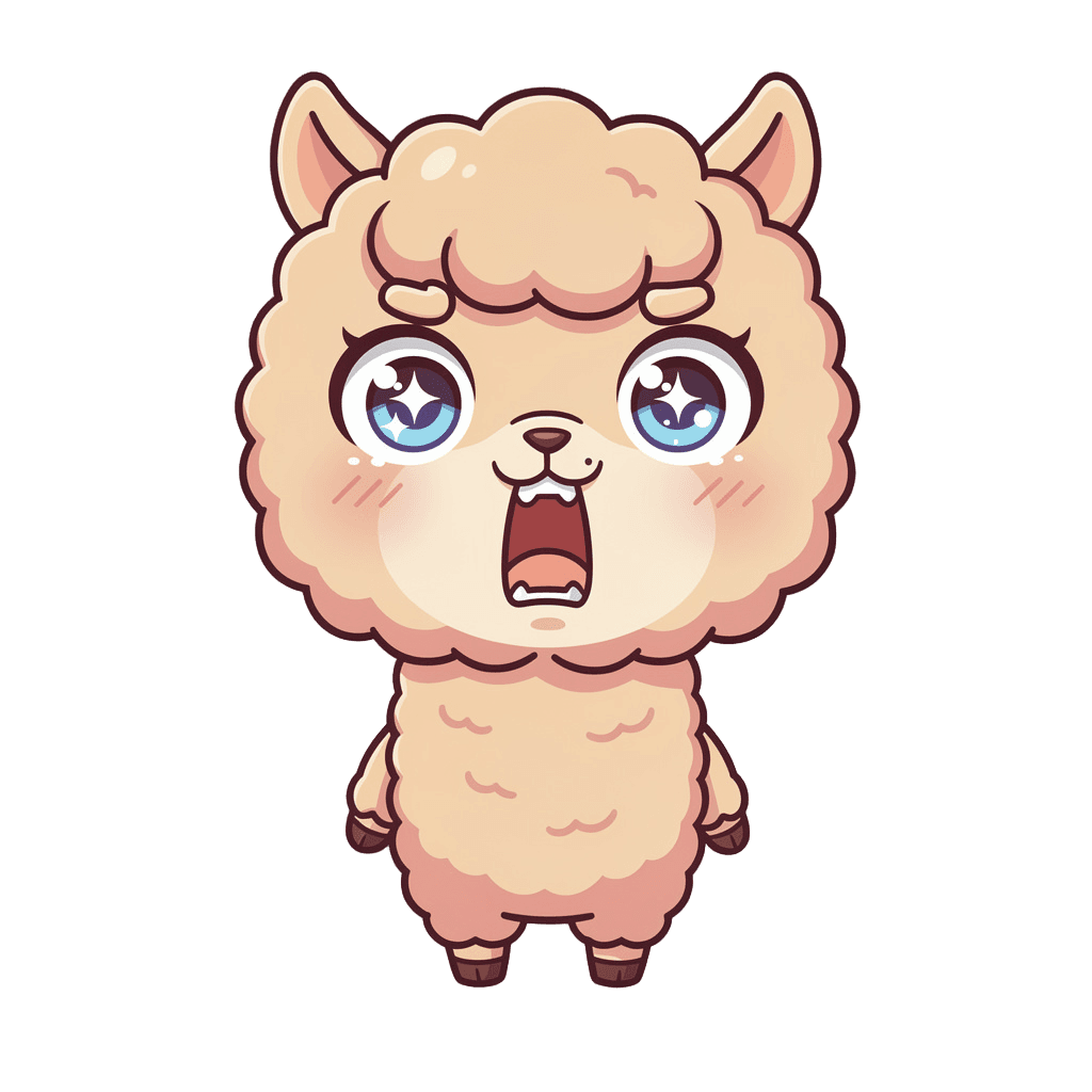Alpaca — surprised Alpaca Twitch emote — surprised, Chibi style