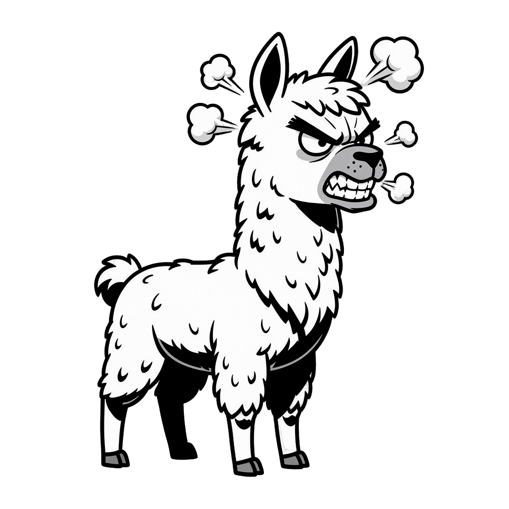 Alpaca — angry Alpaca Twitch emote — angry, Comic style