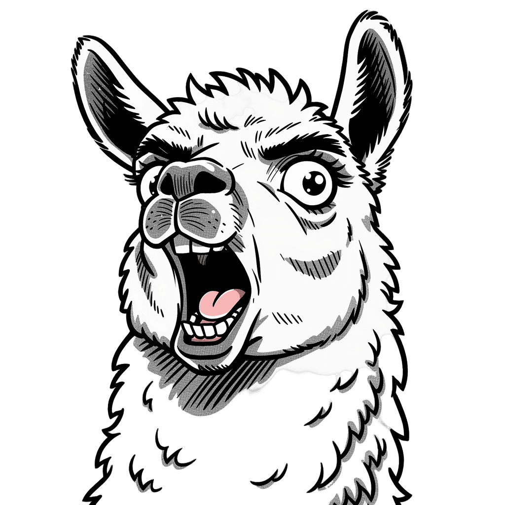 Alpaca — surprised Alpaca Twitch emote — surprised, Comic style