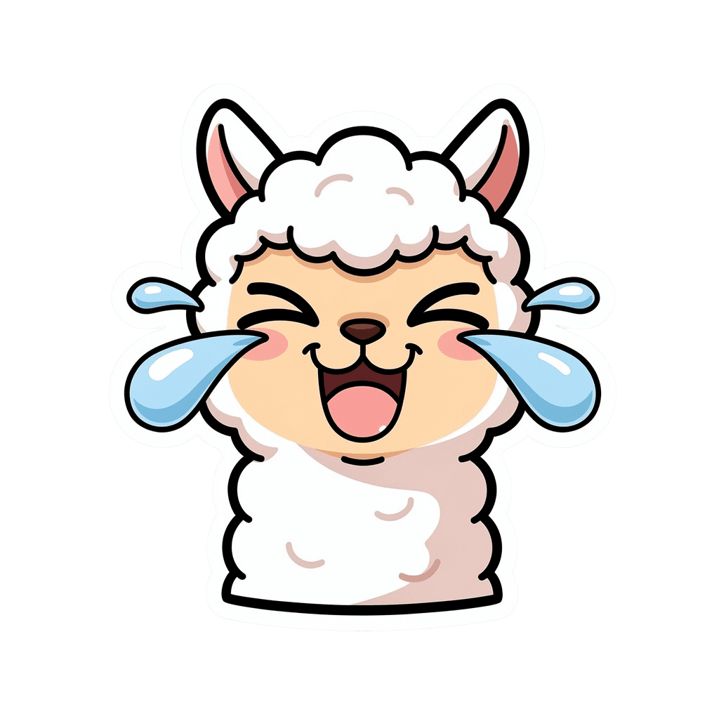 Alpaca — laughing Alpaca Twitch emote — laughing, Sticker style