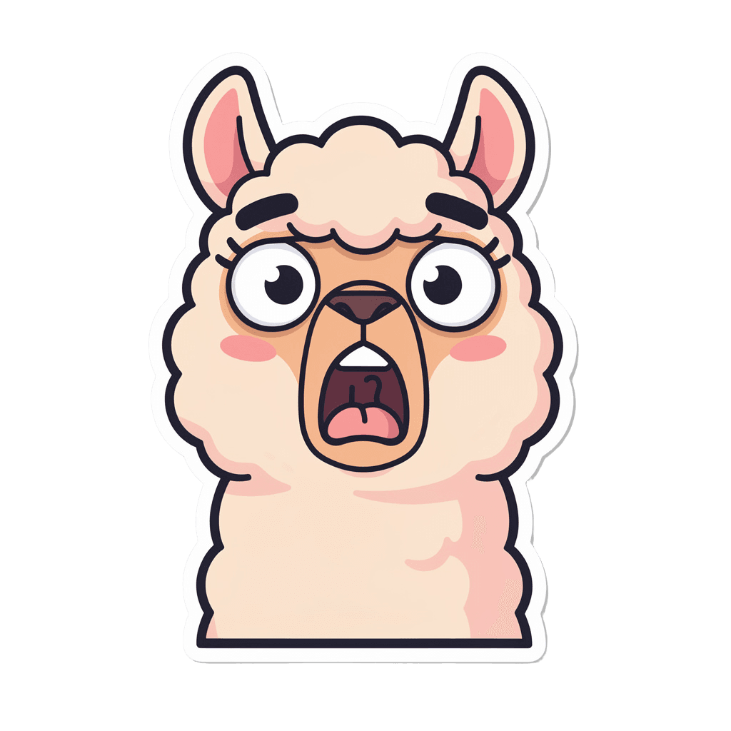 Alpaca — surprised Alpaca Twitch emote — surprised, Sticker style