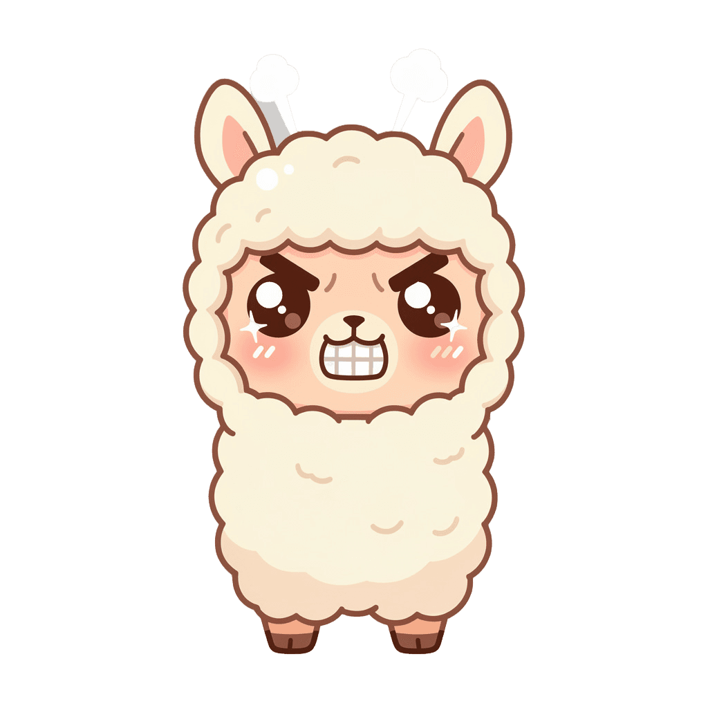 Alpaca — angry Alpaca Twitch emote — angry, Kawaii style