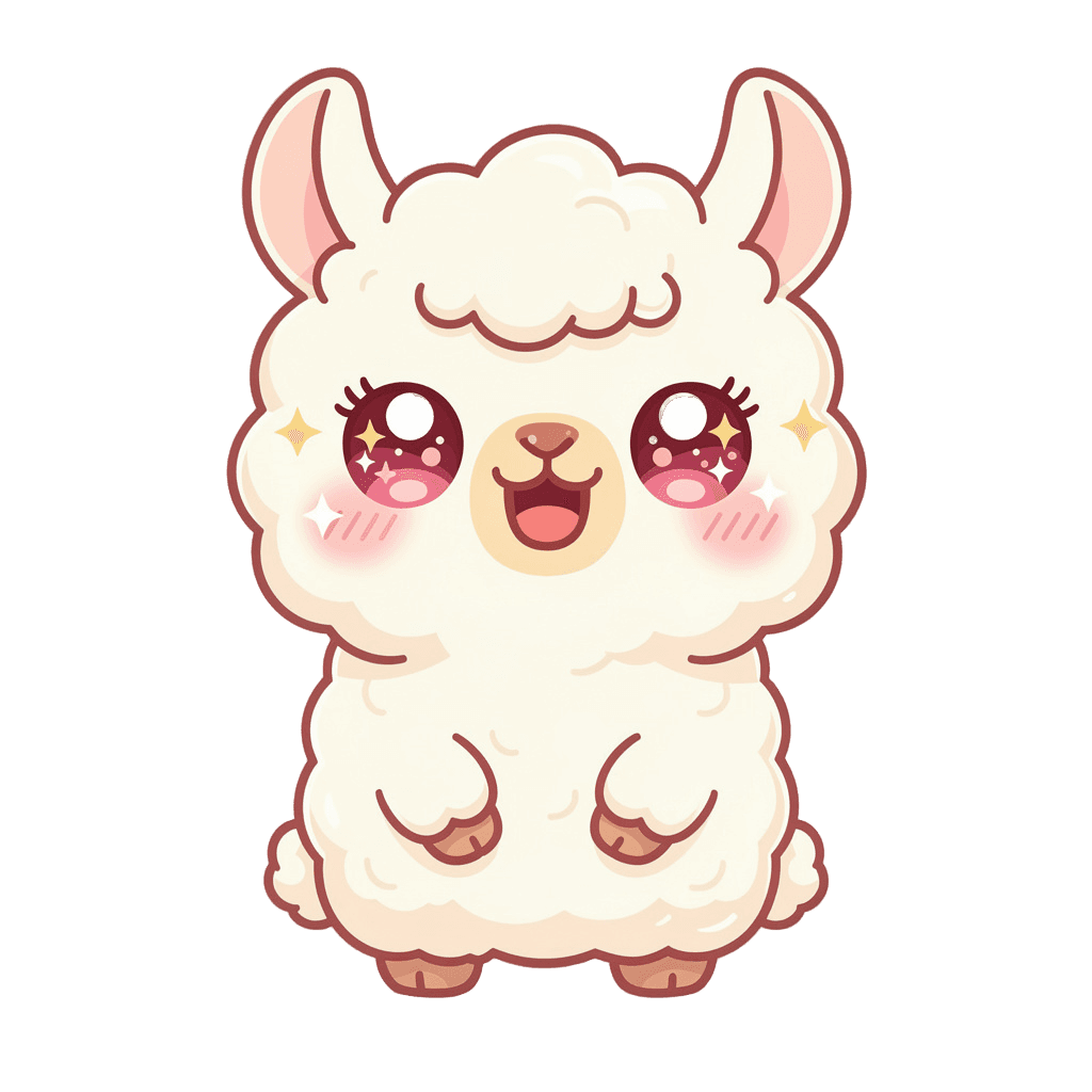 Alpaca — happy Alpaca Twitch emote — happy, Kawaii style