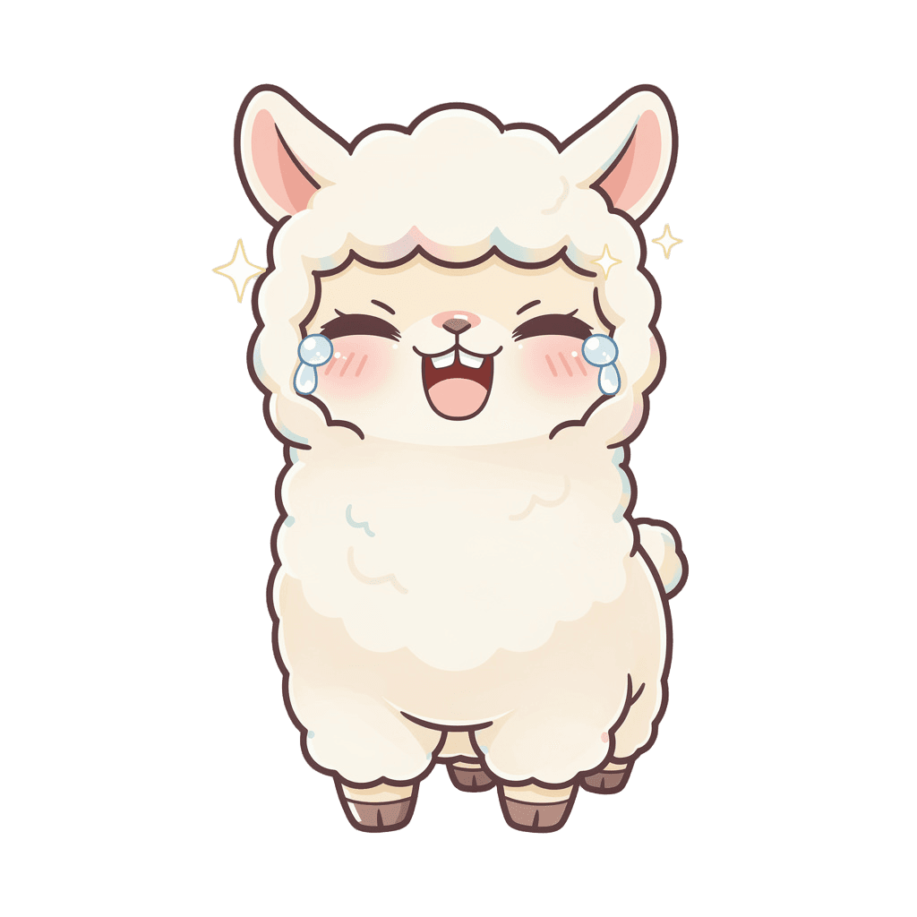 Alpaca — laughing Alpaca Twitch emote — laughing, Kawaii style