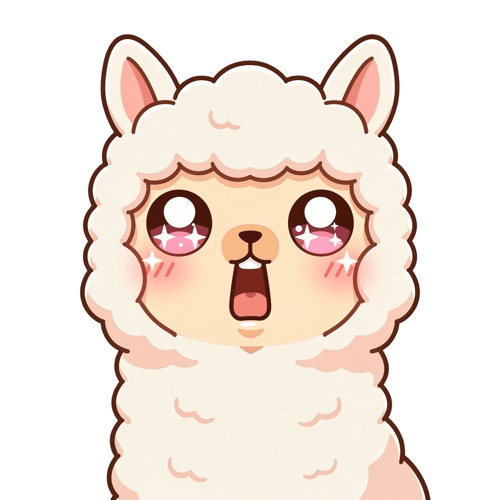 Alpaca — surprised Alpaca Twitch emote — surprised, Kawaii style