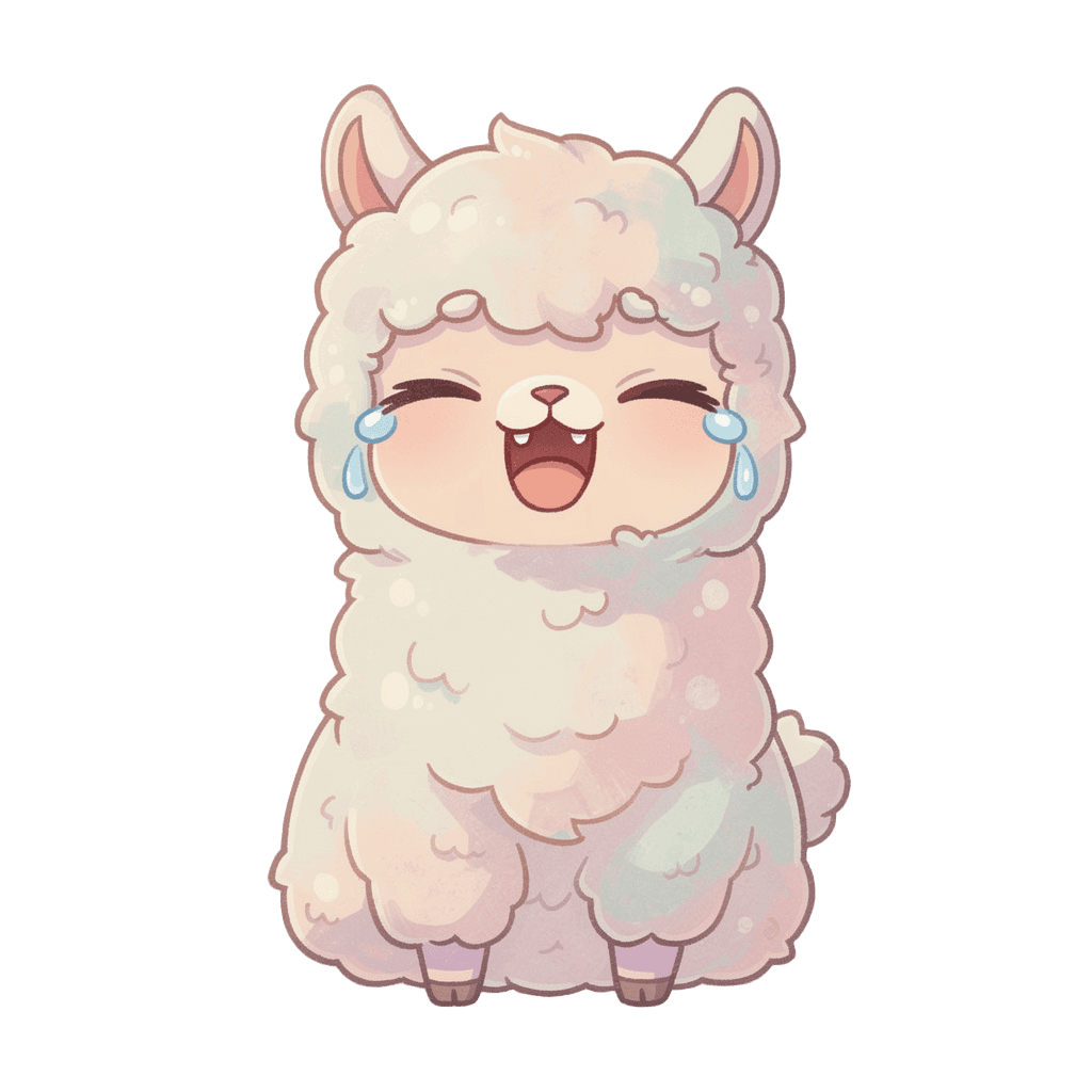 Alpaca — laughing Alpaca Twitch emote — laughing, Pastel style