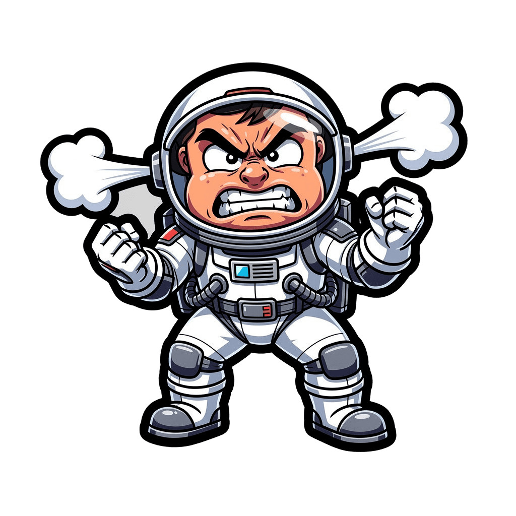 Astronaut — angry Astronaut Twitch emote — angry, Cartoon style