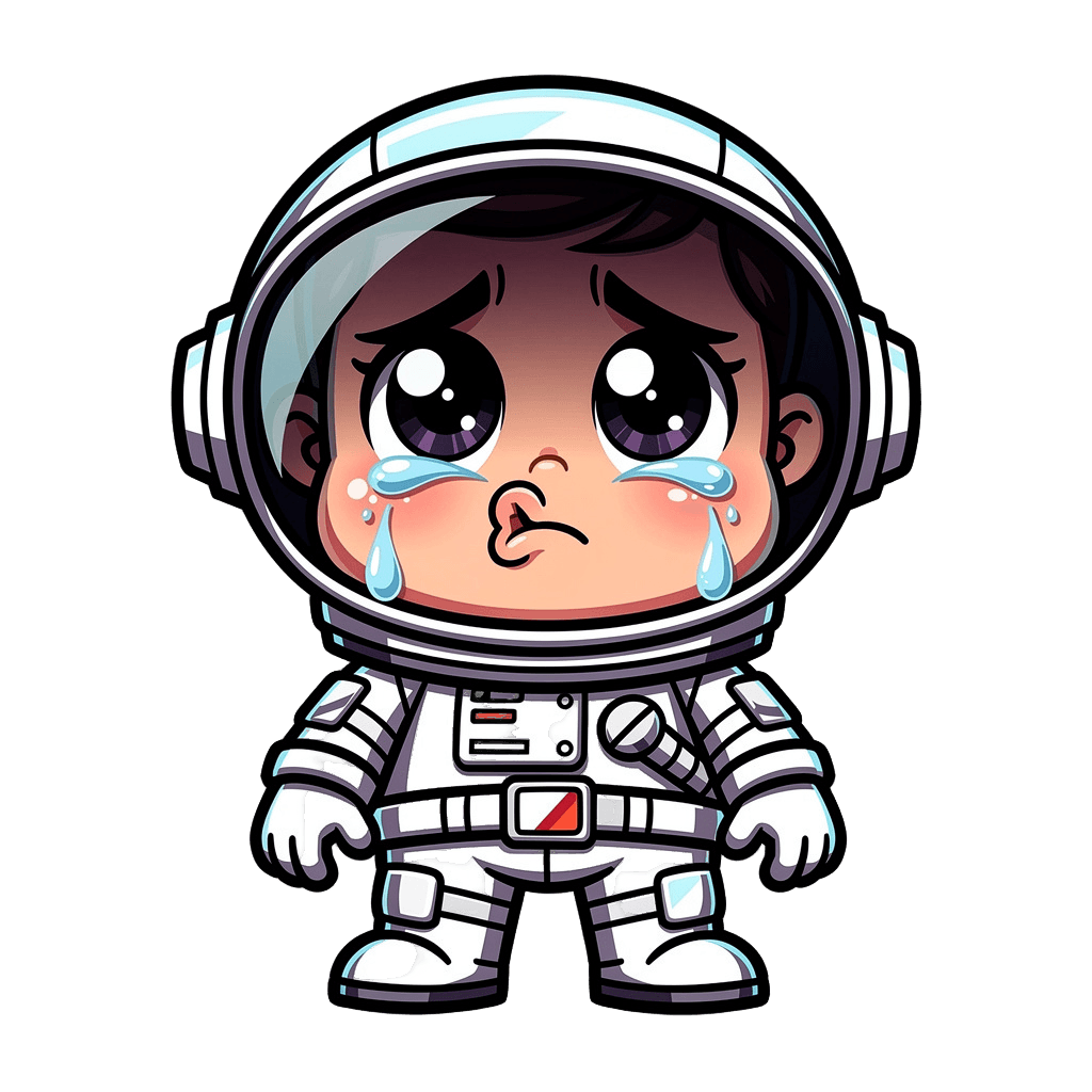Astronaut — sad Astronaut Twitch emote — sad, Cartoon style