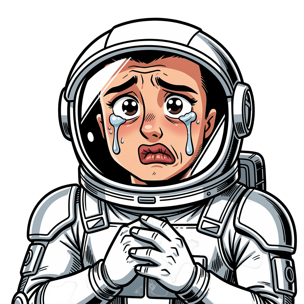 Astronaut — sad Astronaut Twitch emote — sad, Comic style