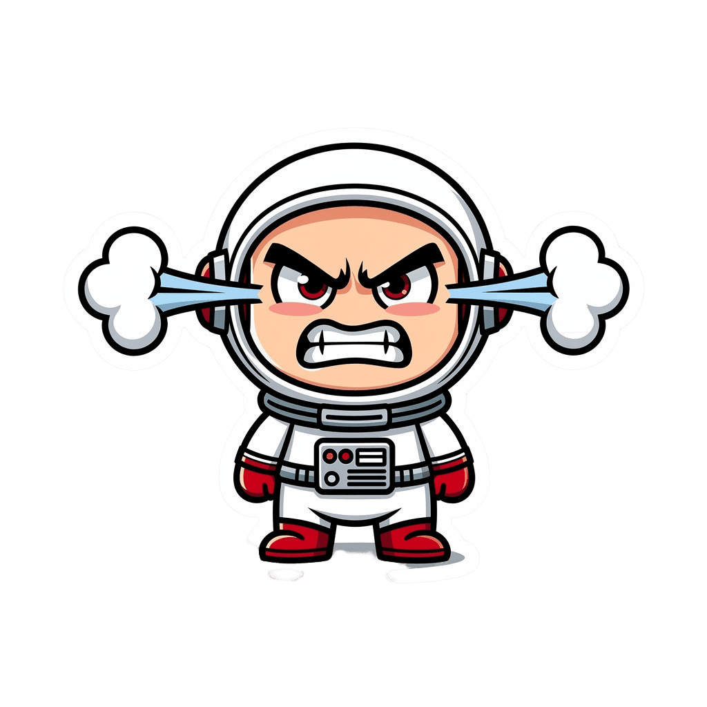 Astronaut — angry Astronaut Twitch emote — angry, Sticker style