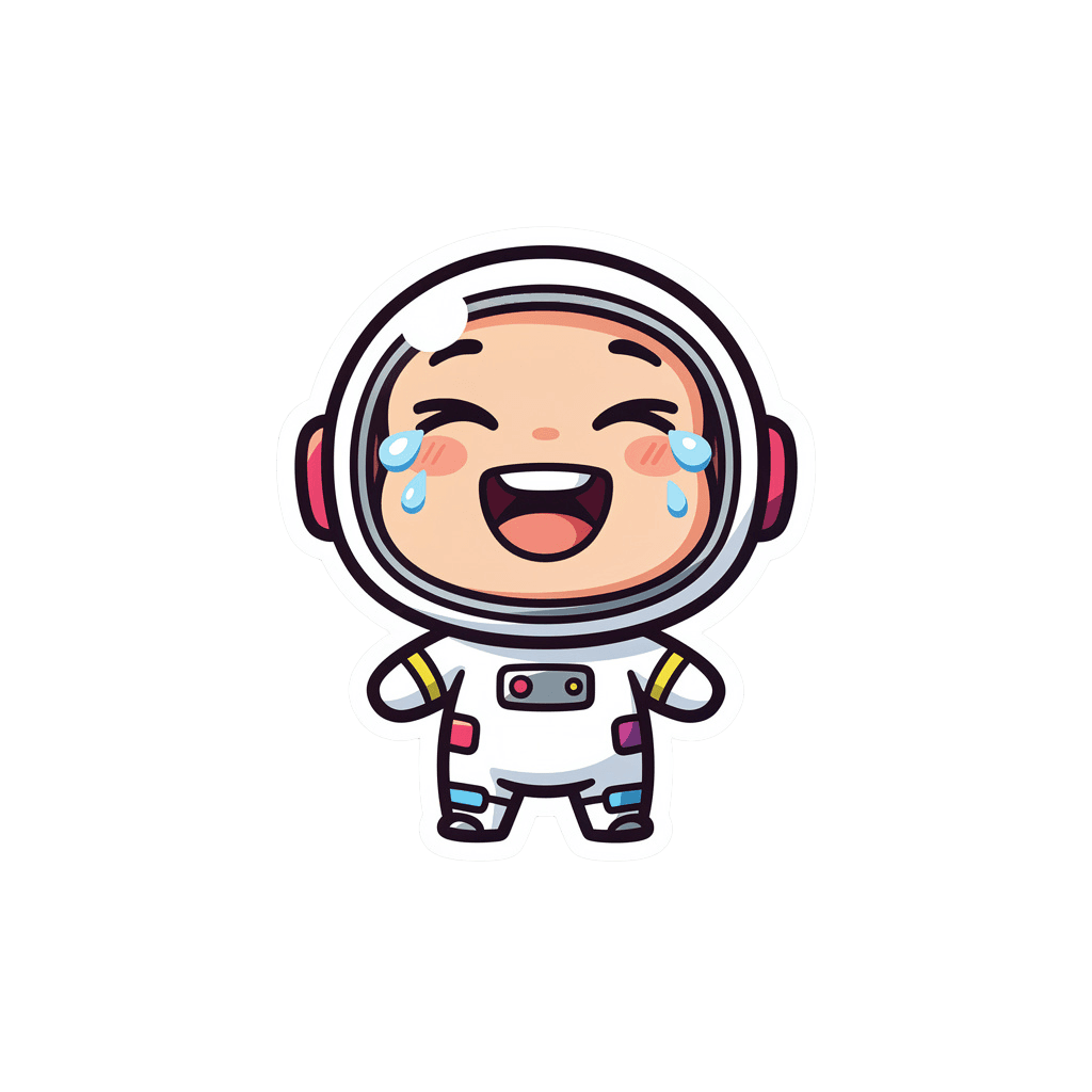 Astronaut — laughing Astronaut Twitch emote — laughing, Sticker style