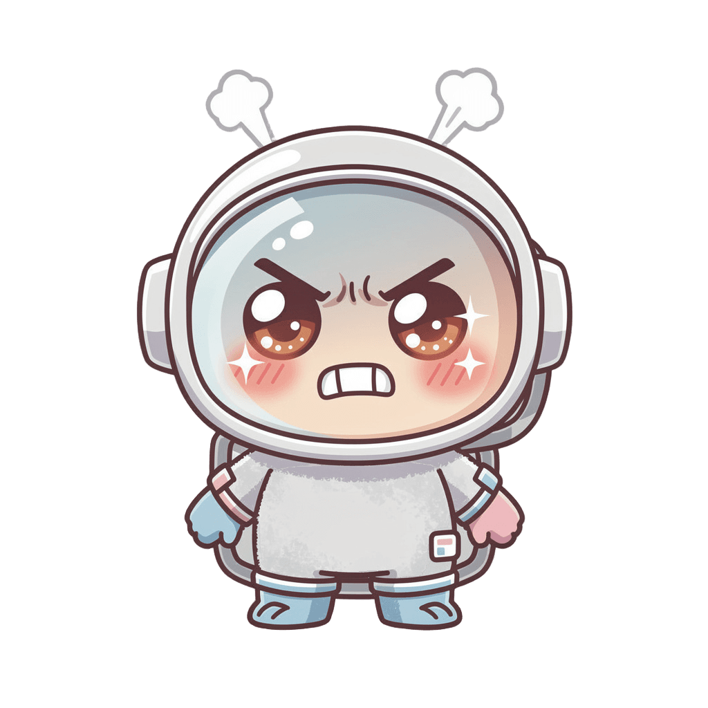 Astronaut — angry Astronaut Twitch emote — angry, Kawaii style