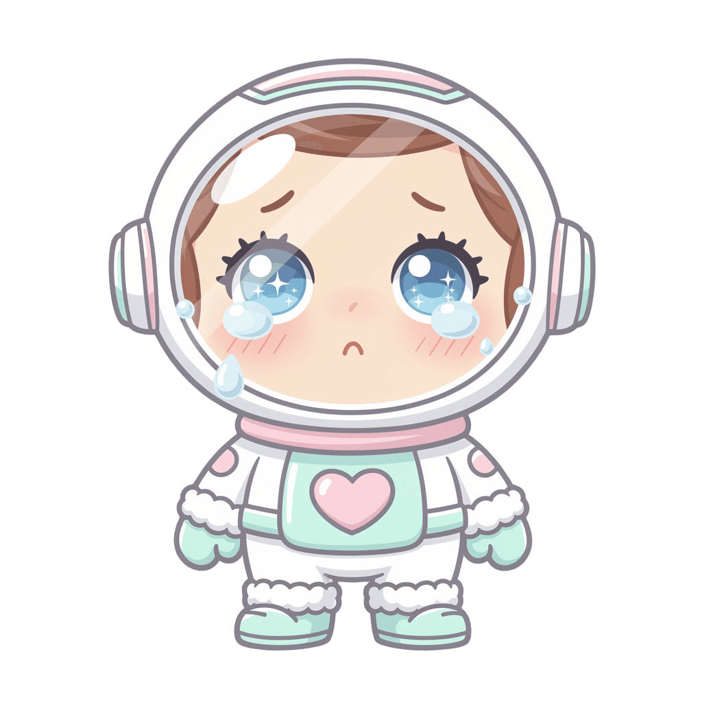 Astronaut — sad Astronaut Twitch emote — sad, Kawaii style
