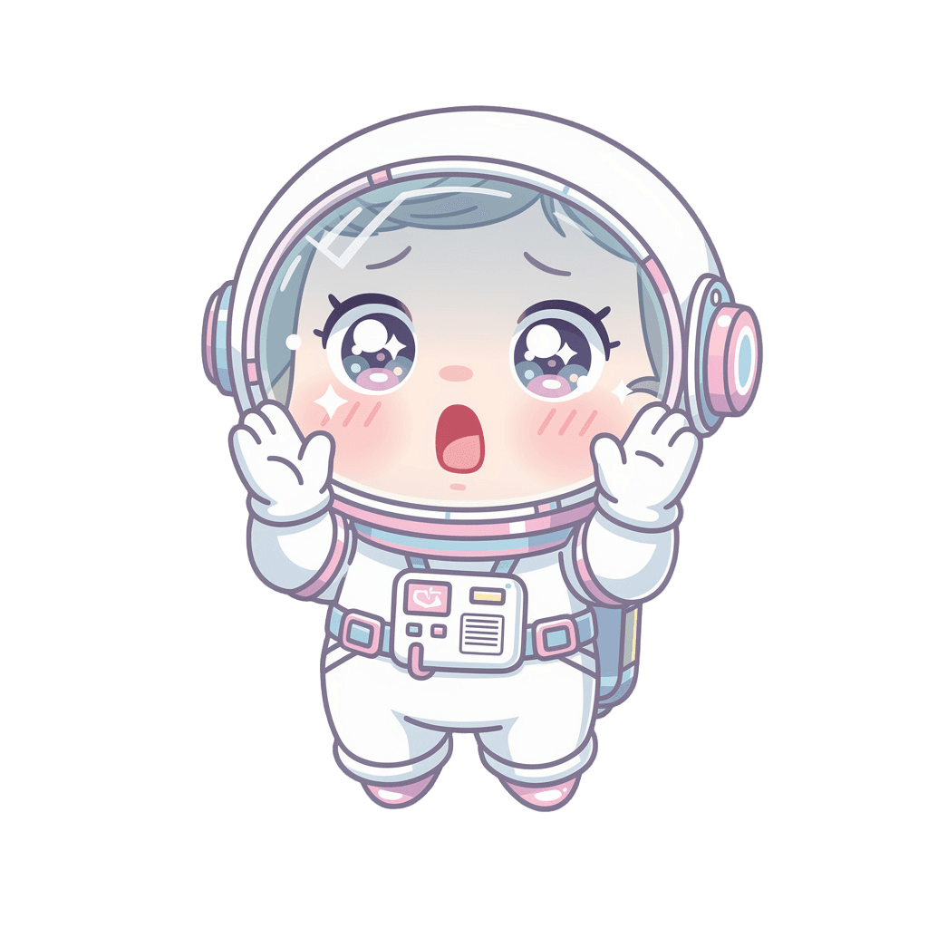 Astronaut — surprised Astronaut Twitch emote — surprised, Kawaii style