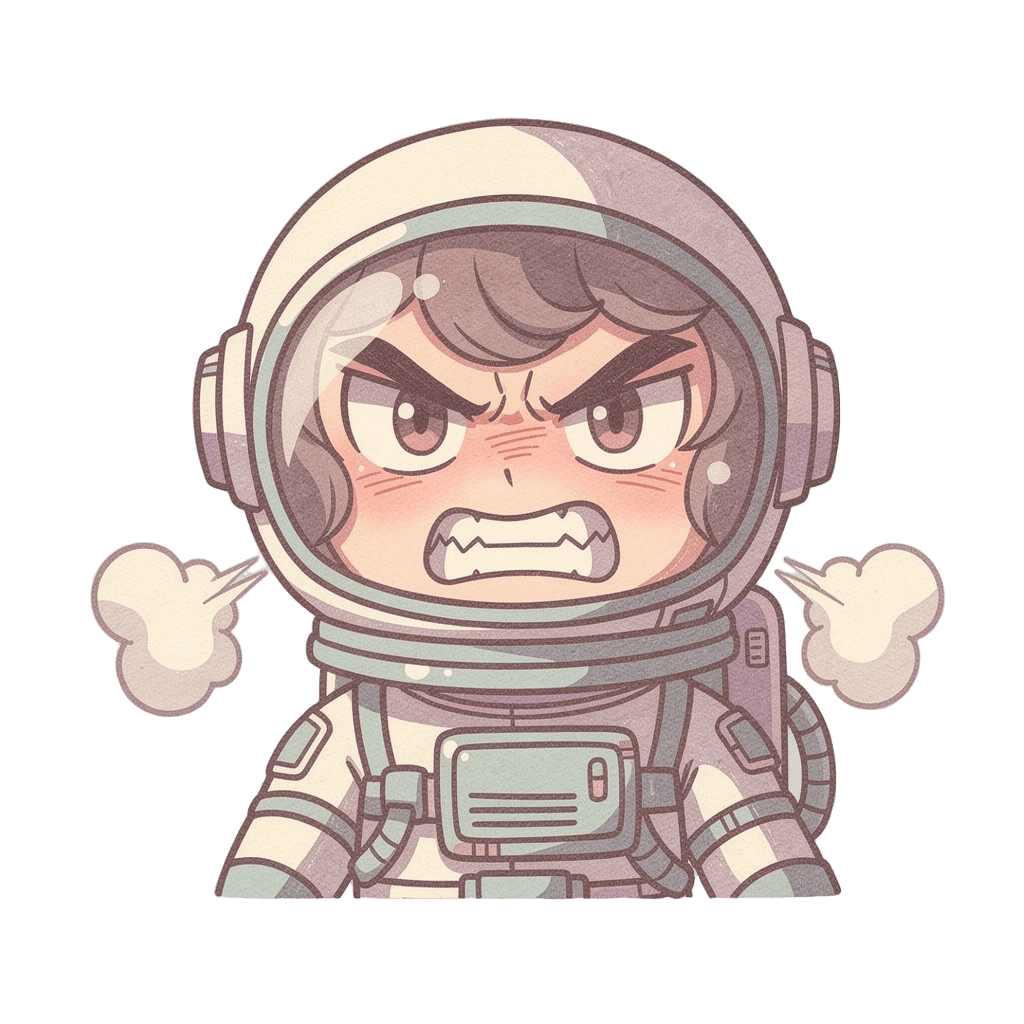 Astronaut — angry Astronaut Twitch emote — angry, Pastel style