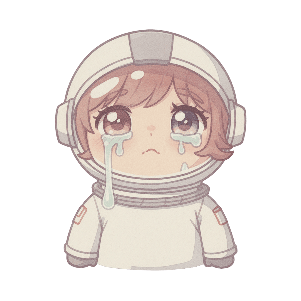 Astronaut — sad Astronaut Twitch emote — sad, Pastel style
