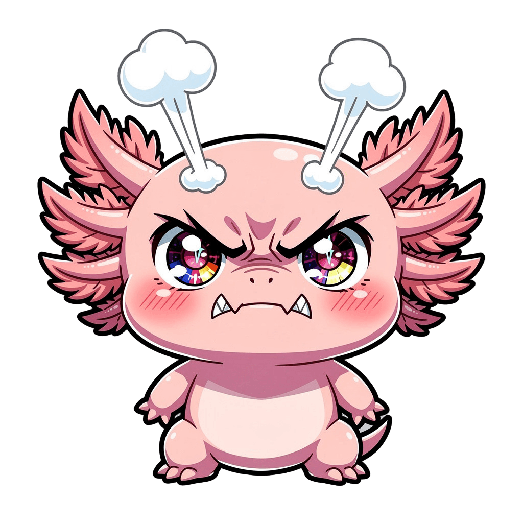 Axolotl — angry Axolotl Twitch emote — angry, Anime style
