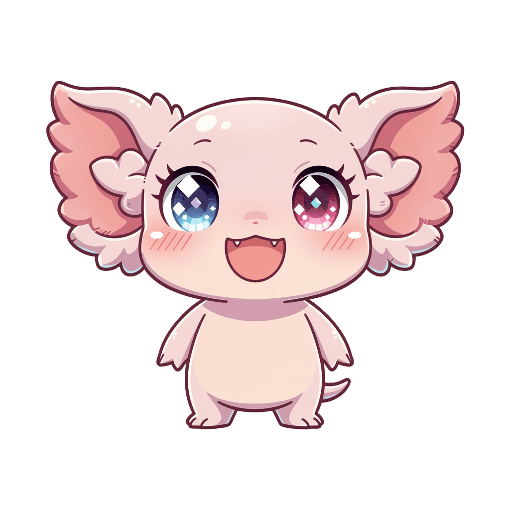 Axolotl — happy Axolotl Twitch emote — happy, Anime style