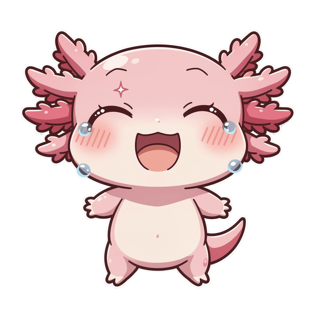 Axolotl — laughing Axolotl Twitch emote — laughing, Anime style