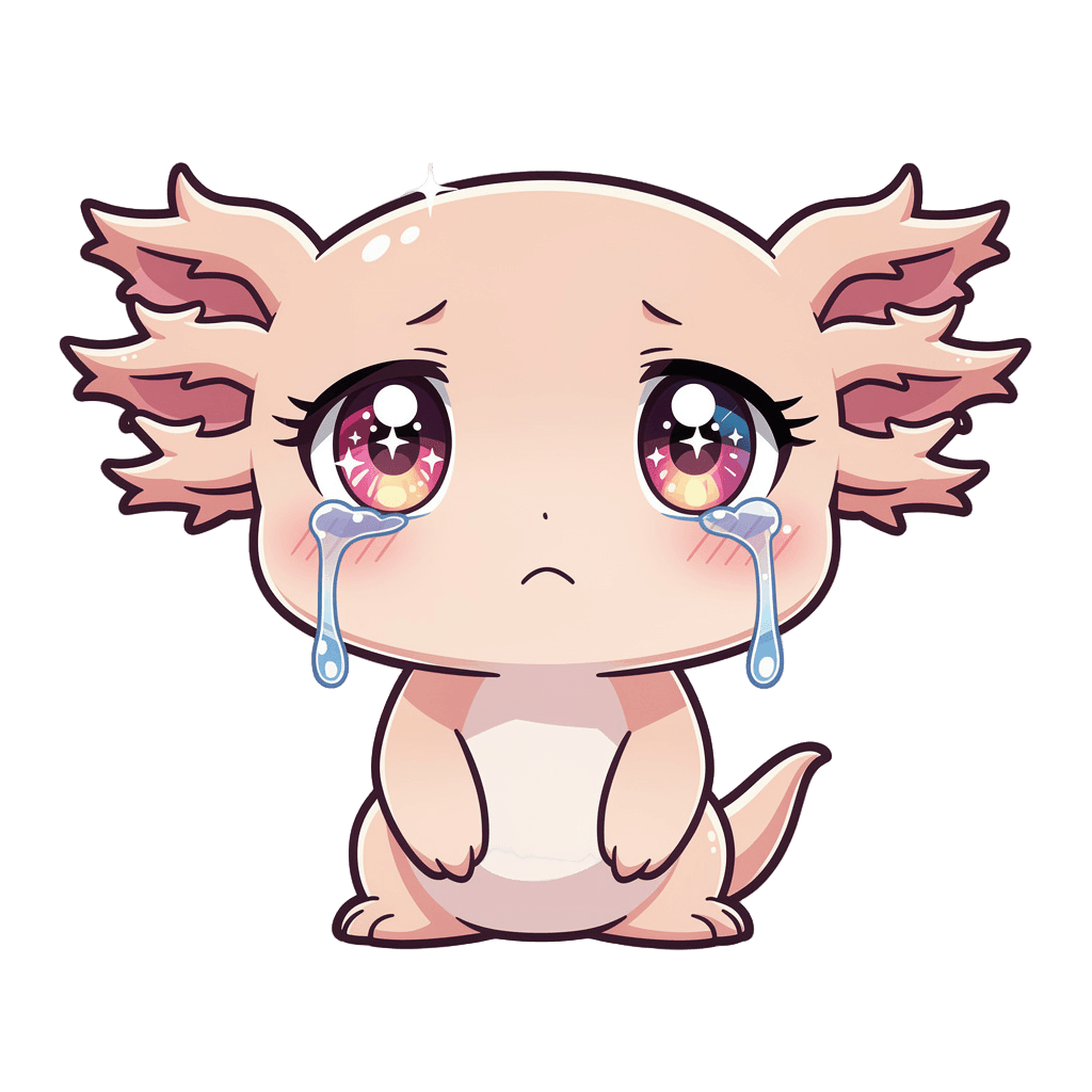 Axolotl — sad Axolotl Twitch emote — sad, Anime style