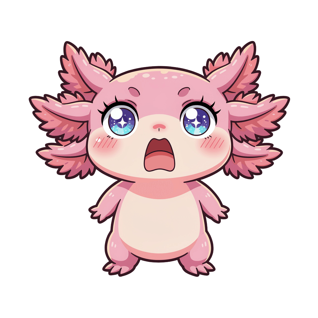 Axolotl — surprised Axolotl Twitch emote — surprised, Anime style
