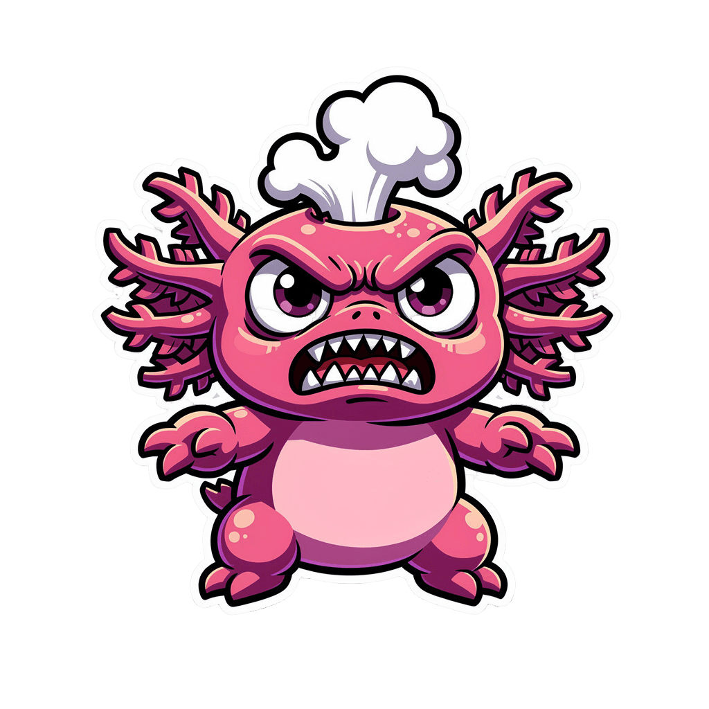 Axolotl — angry Axolotl Twitch emote — angry, Cartoon style