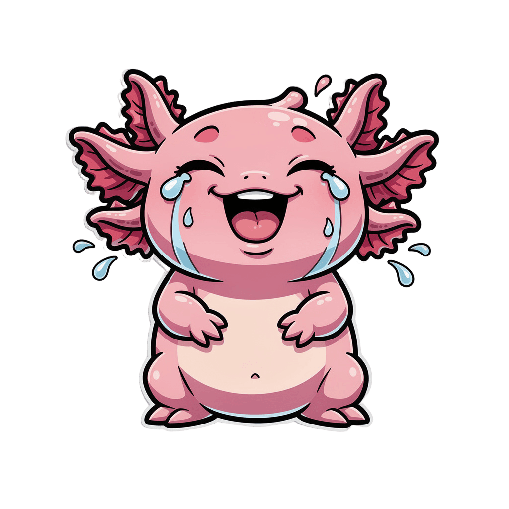 Axolotl — laughing Axolotl Twitch emote — laughing, Cartoon style