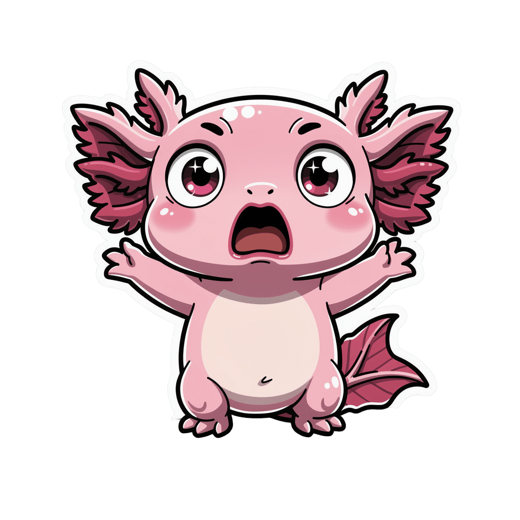 Axolotl — surprised Axolotl Twitch emote — surprised, Cartoon style