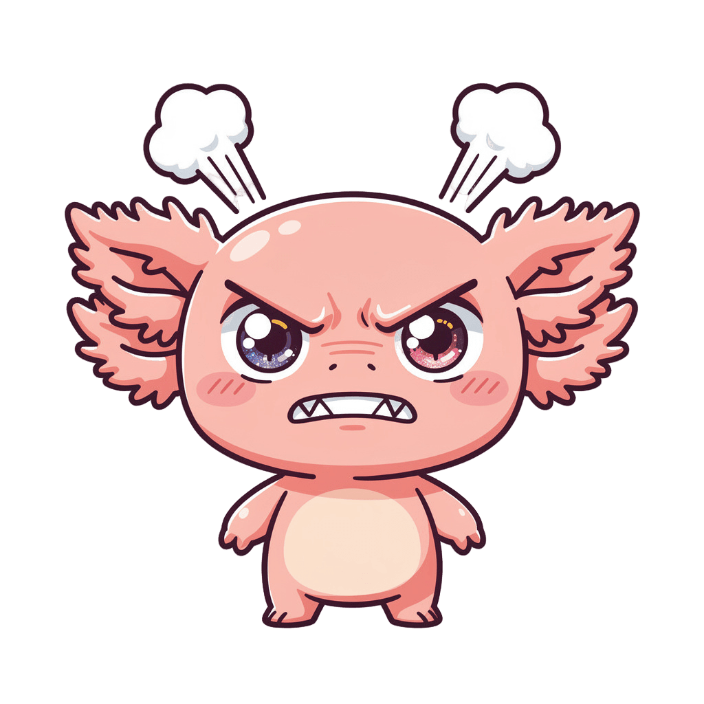 Axolotl — angry Axolotl Twitch emote — angry, Chibi style