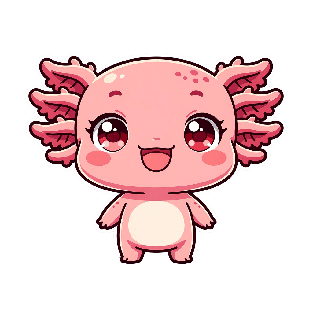 Axolotl — happy Axolotl Twitch emote — happy, Chibi style