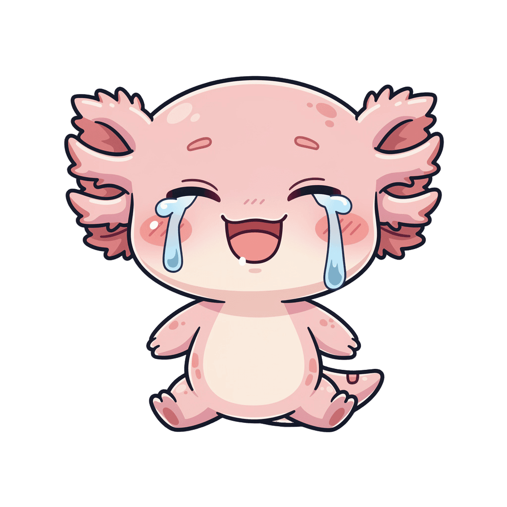 Axolotl — laughing Axolotl Twitch emote — laughing, Chibi style