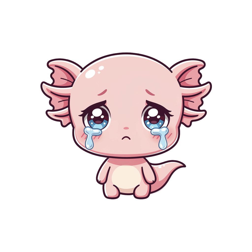 Axolotl — sad Axolotl Twitch emote — sad, Chibi style