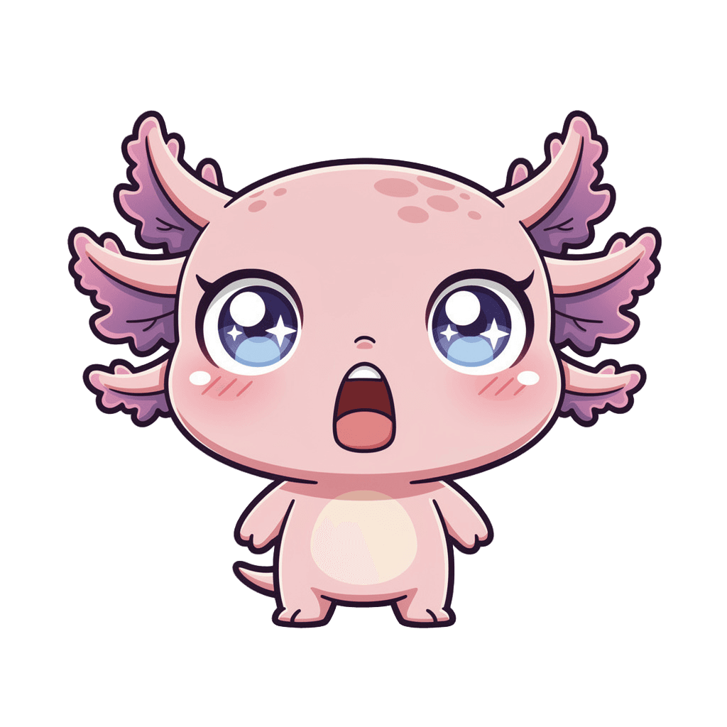Axolotl — surprised Axolotl Twitch emote — surprised, Chibi style