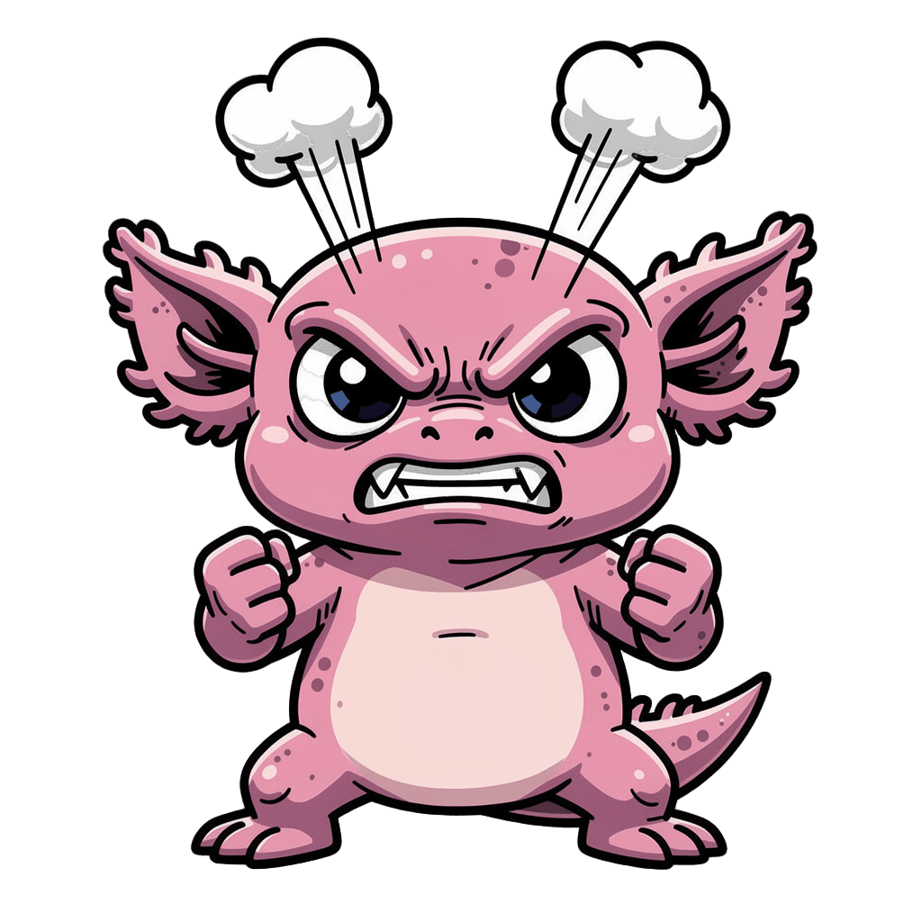 Axolotl — angry Axolotl Twitch emote — angry, Comic style