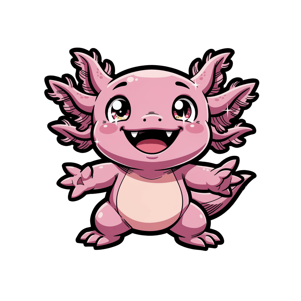 Axolotl — happy Axolotl Twitch emote — happy, Comic style