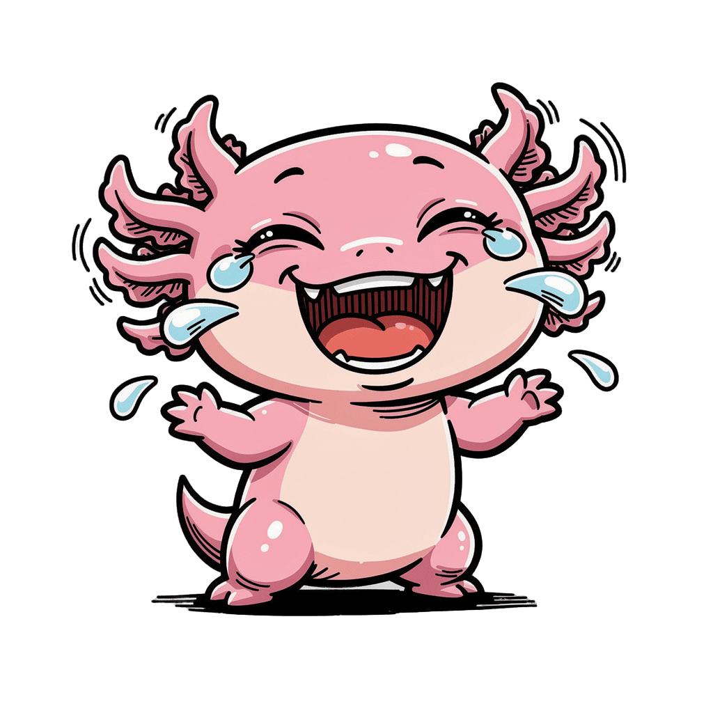 Axolotl — laughing Axolotl Twitch emote — laughing, Comic style