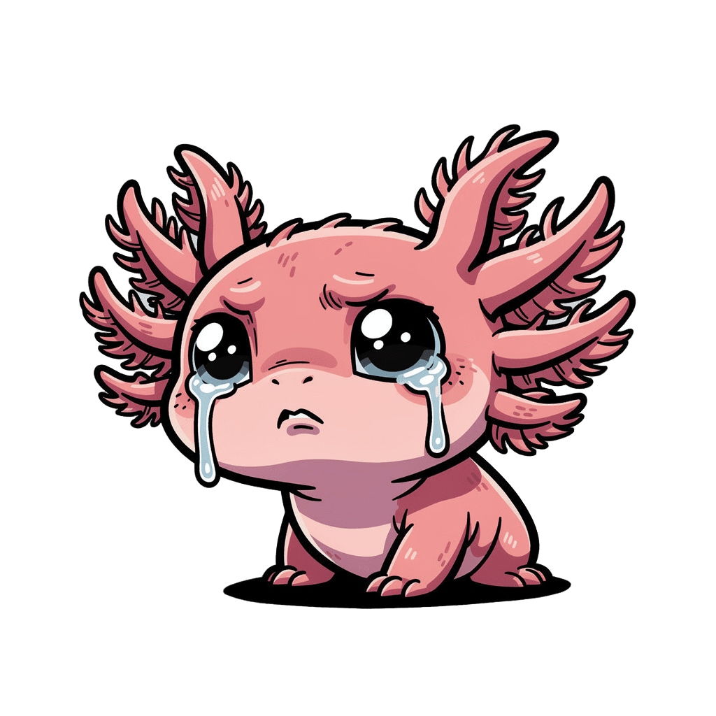 Axolotl — sad Axolotl Twitch emote — sad, Comic style