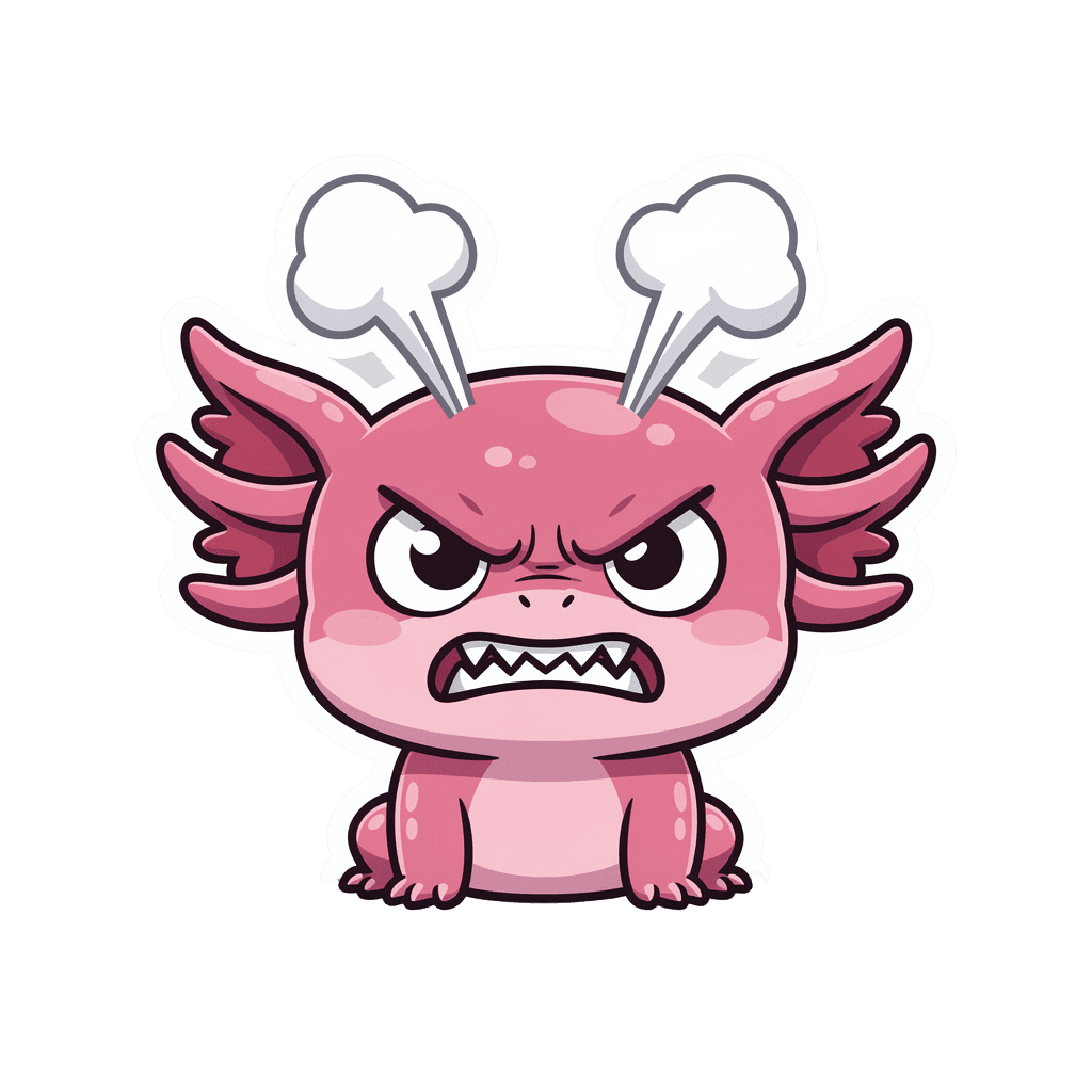 Axolotl — angry Axolotl Twitch emote — angry, Sticker style